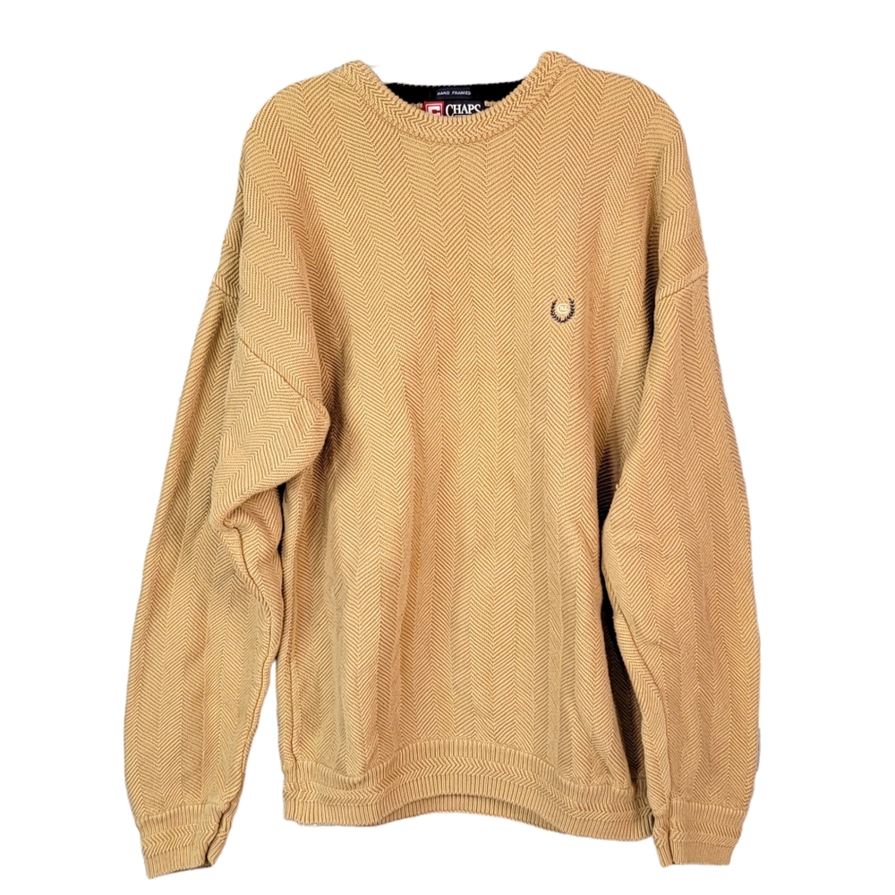 Chaps Raph Lauren Vintage Chaps Herringbone Hand Framed Knit Sweater XL